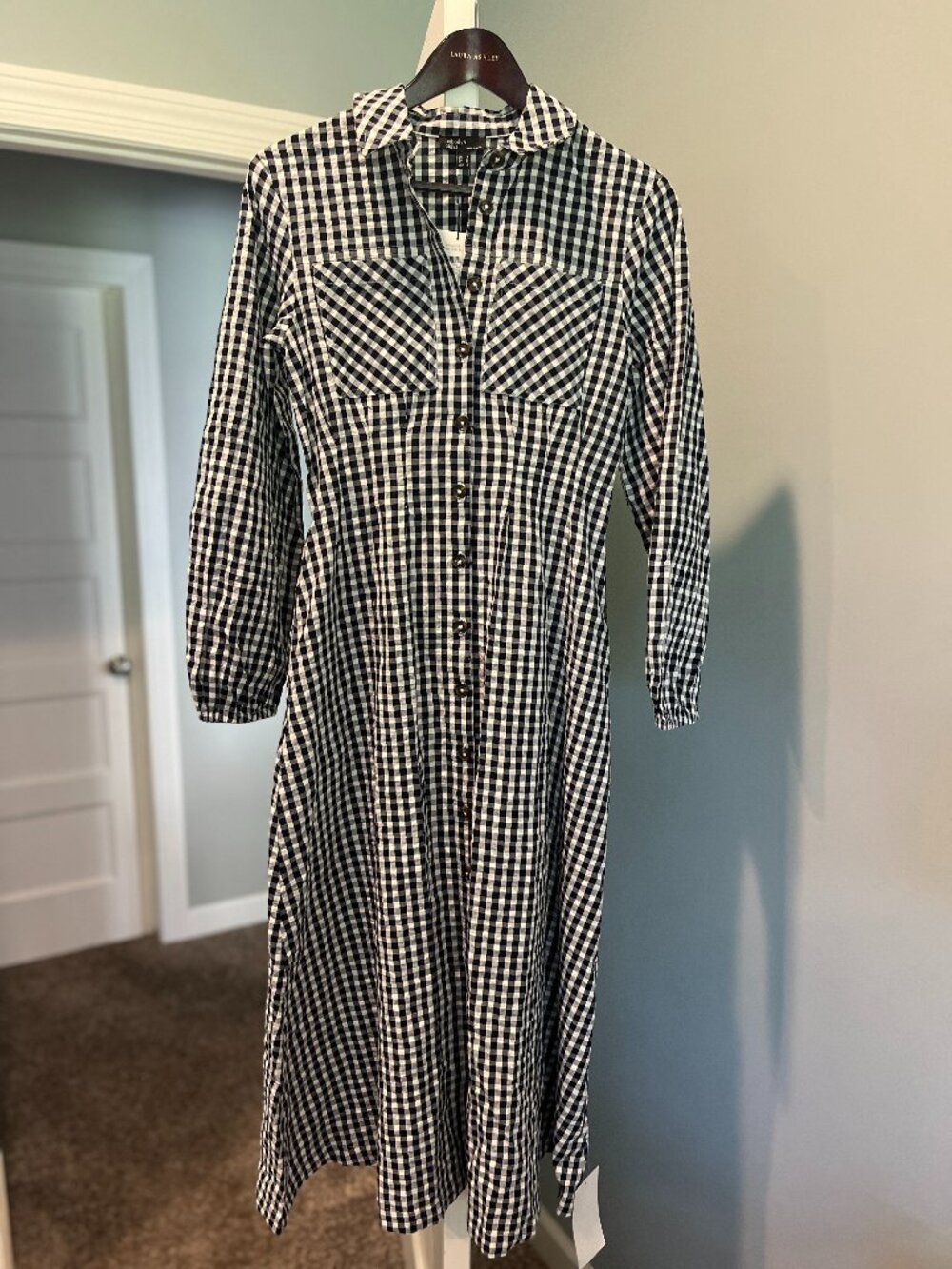 Nobody's Child Navy Gingham Montego Midi Dress - Size 4- New With Tags